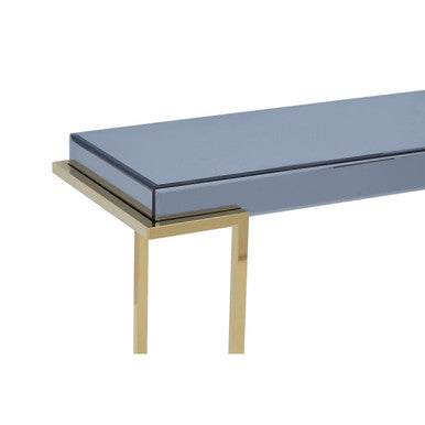Kaso Grey Mirrored and Gold Finish Console Table