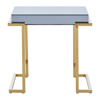 Kaso Grey Mirrored and Gold Finish Side Table