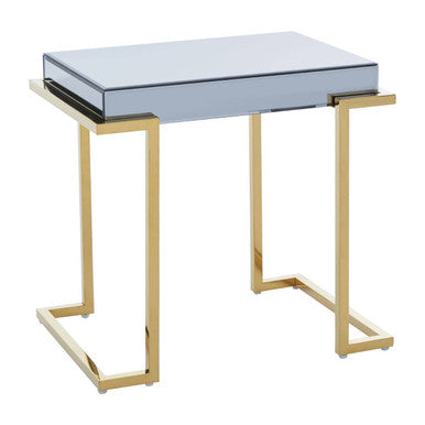 Kaso Grey Mirrored and Gold Finish Side Table