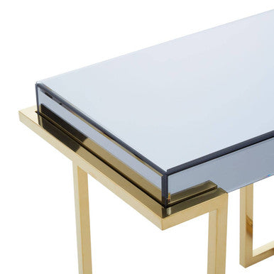 Kaso Grey Mirrored and Gold Finish Side Table