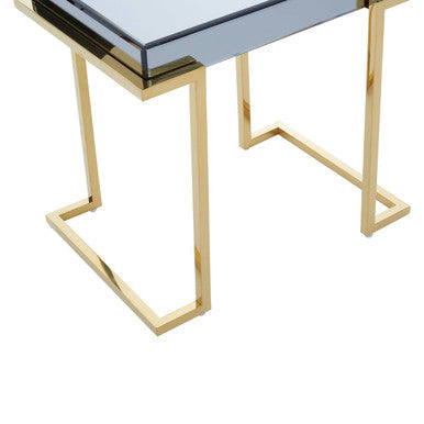 Kaso Grey Mirrored and Gold Finish Side Table