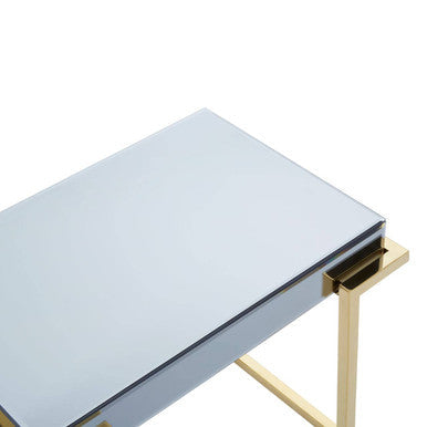 Kaso Grey Mirrored and Gold Finish Side Table