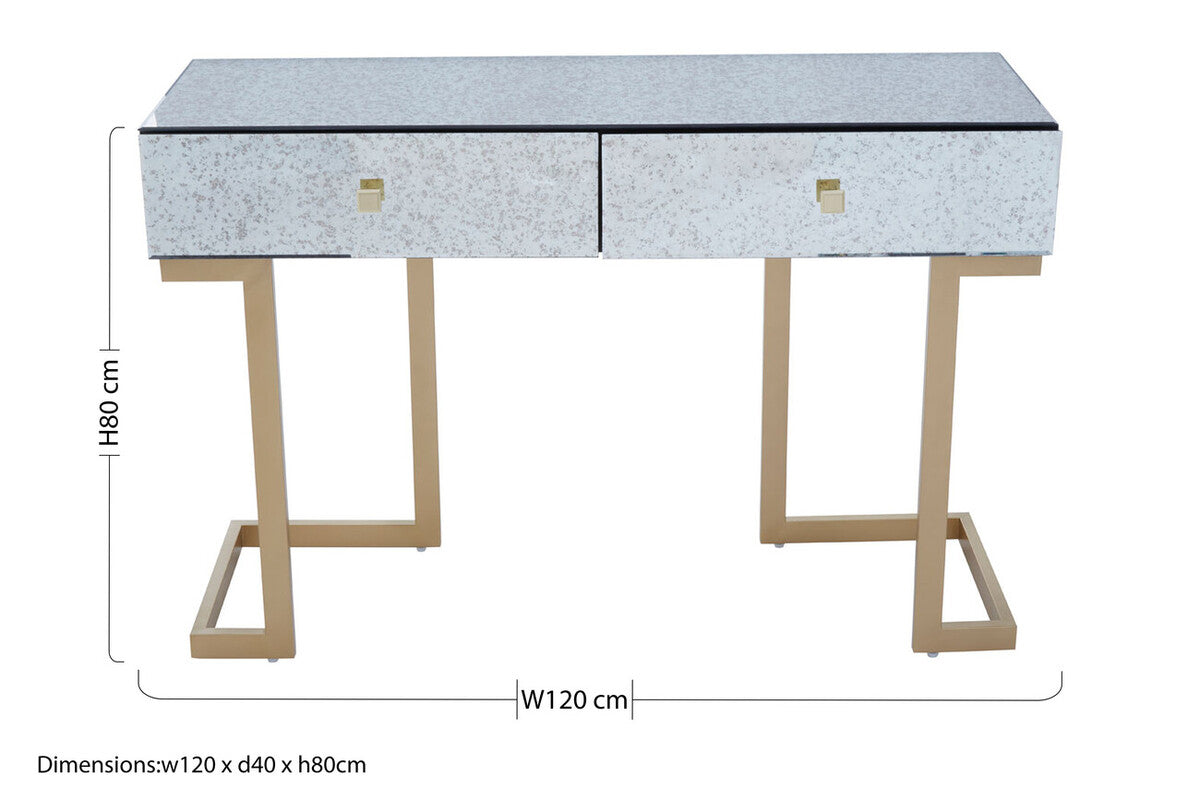 Kesena Antique Mirrored 2 Drawer Console Table
