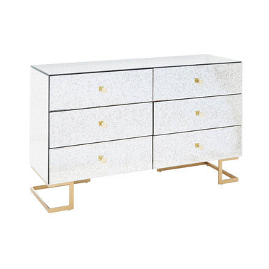 Antique Mirrored 6 Drawer Chest