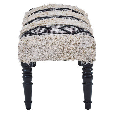 Cefena Black and White Fabric Moroccan Design Bench