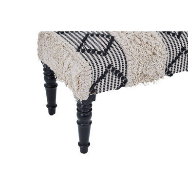 Cefena Black and White Fabric Moroccan Design Bench