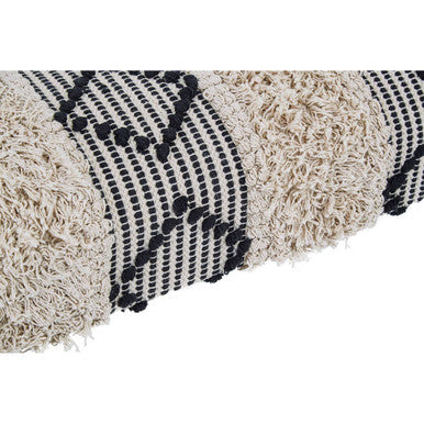 Cefena Black and White Fabric Moroccan Design Bench