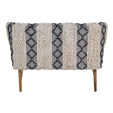 Cefena Black and White Moroccan Design Bench with Backrest