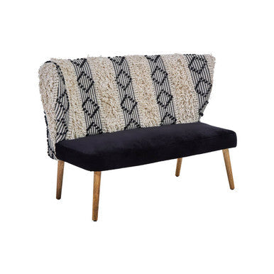 Cefena Black and White Moroccan Design Bench with Backrest