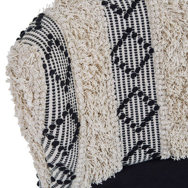 Cefena Black and White Moroccan Design Bench with Backrest