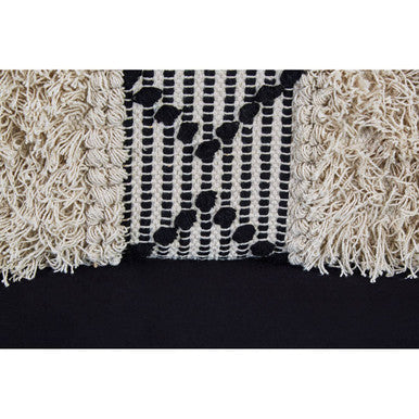 Cefena Black and White Moroccan Design Bench with Backrest