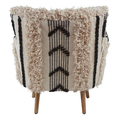 Cefena Black and White Shaggy Fabric Berber Style Armchair