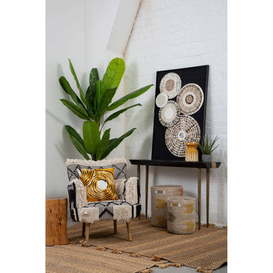 Cefena Black and White Shaggy Fabric Berber Style Armchair