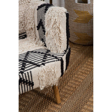 Cefena Black and White Shaggy Fabric Berber Style Armchair