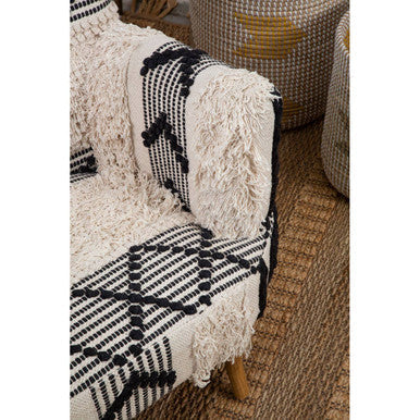 Cefena Black and White Shaggy Fabric Berber Style Armchair