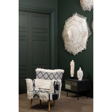 Cefena Black and White Shaggy Fabric Berber Style Armchair