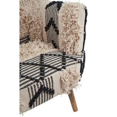 Cefena Black and White Shaggy Fabric Berber Style Armchair