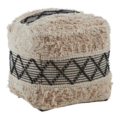 Black and White Shaggy Pouffe | Cefena