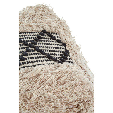 Black and White Shaggy Pouffe | Cefena