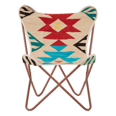 Cefena Multi Coloured Geometric Pattern Butterfly Chair