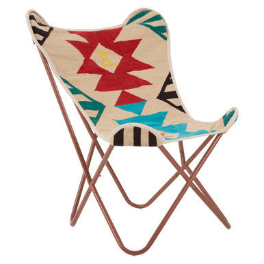 Cefena Multi Coloured Geometric Pattern Butterfly Chair
