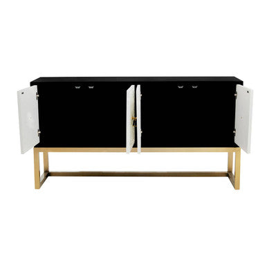 Dumas Black and White 4 Door Sideboard with Gold Base