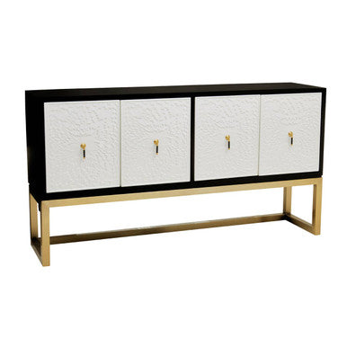 Dumas Black and White 4 Door Sideboard with Gold Base