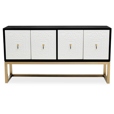 Dumas Black and White 4 Door Sideboard with Gold Base