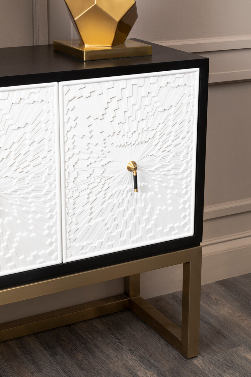 Dumas Black and White 4 Door Sideboard with Gold Base