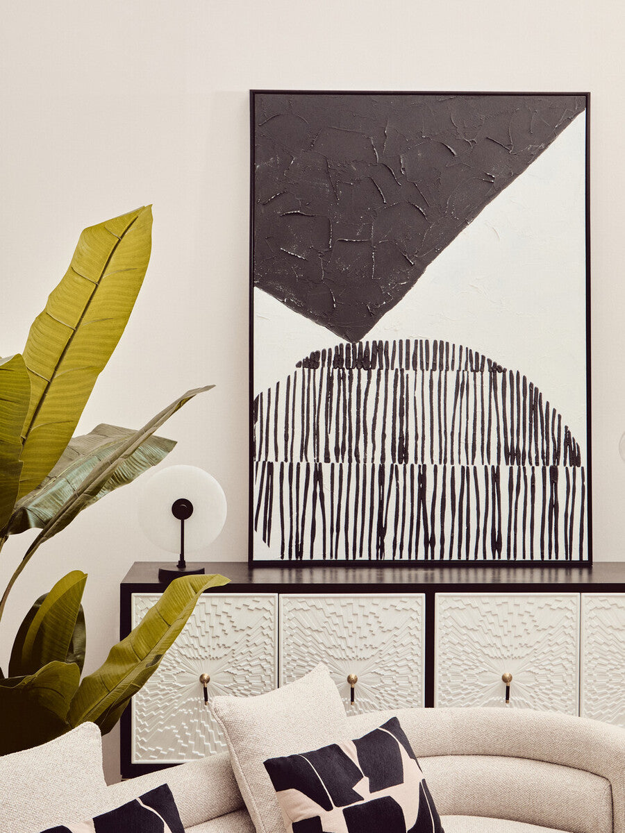 Dumas Black and White 4 Door Sideboard with Gold Base
