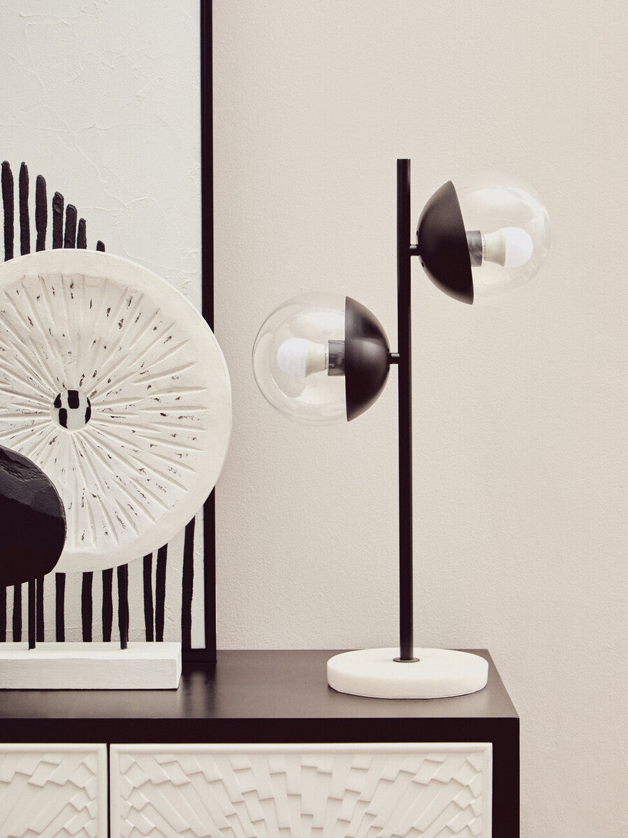 Dumas Black and White 4 Door Sideboard with Gold Base