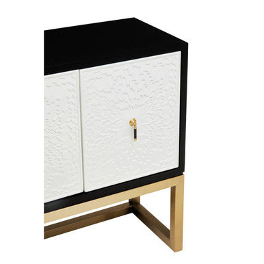 Dumas Black and White 4 Door Sideboard with Gold Base