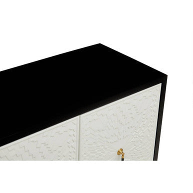 Dumas Black and White 4 Door Sideboard with Gold Base