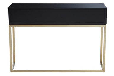 Dumas Black and White 2 Drawer Console Table with Gold Base