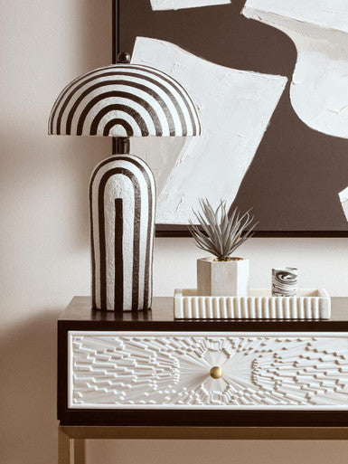 Dumas Black and White 2 Drawer Console Table with Gold Base