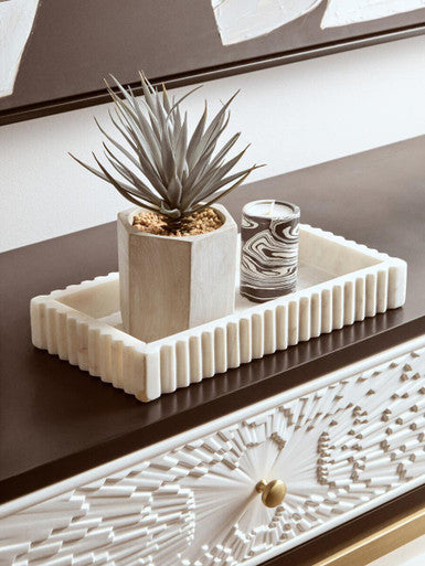 Dumas Black and White 2 Drawer Console Table with Gold Base