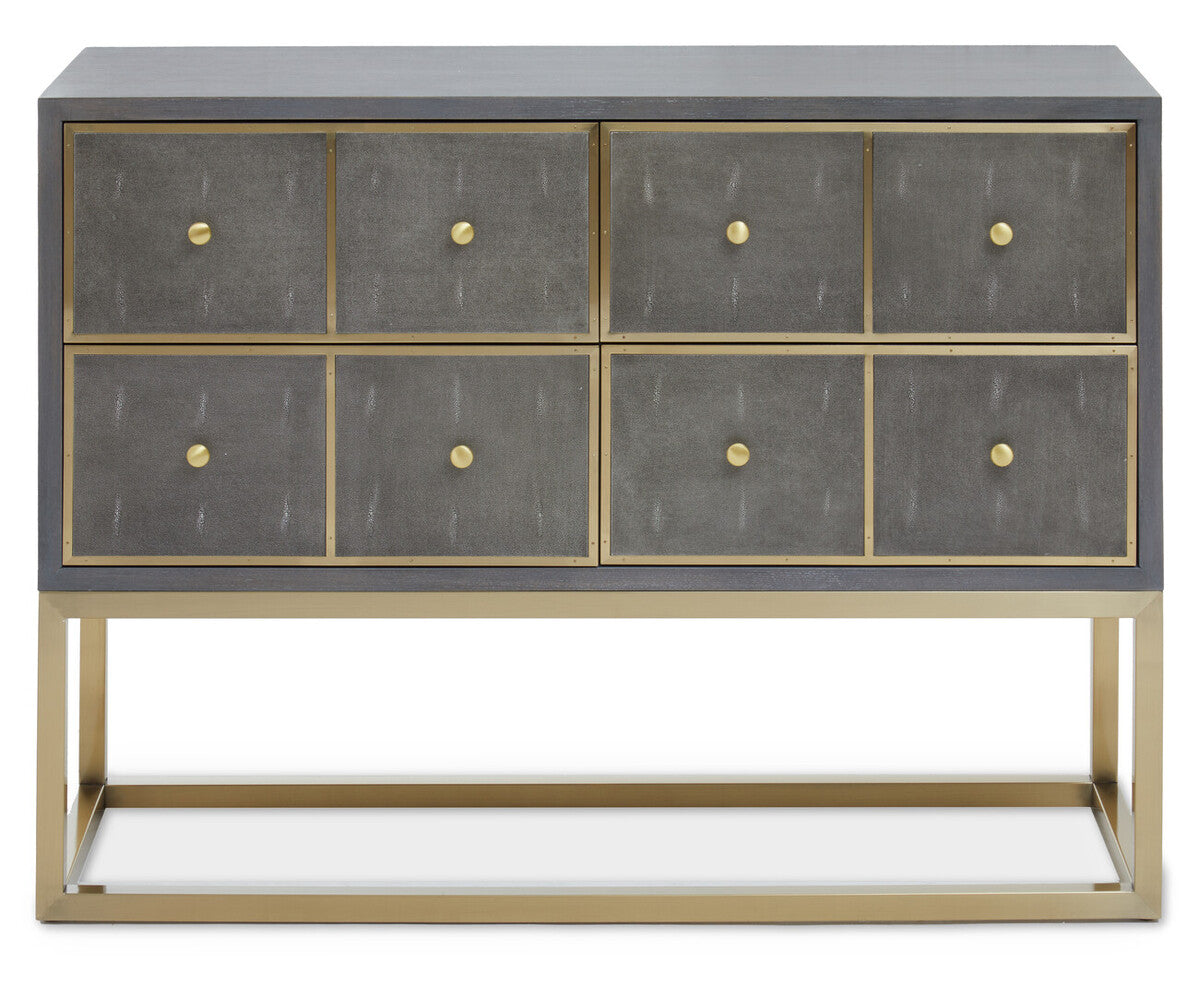 Deskey Grey Shagreen Effect 4 Drawer Console Table