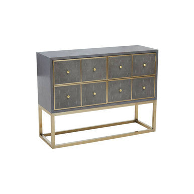 Deskey Grey Shagreen Effect 4 Drawer Console Table