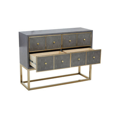 Deskey Grey Shagreen Effect 4 Drawer Console Table