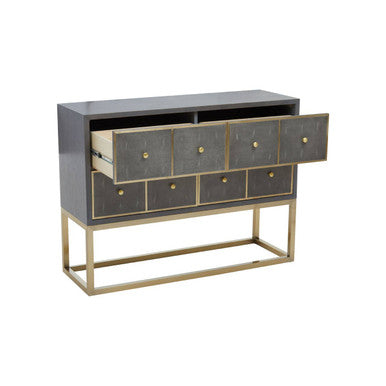 Deskey Grey Shagreen Effect 4 Drawer Console Table