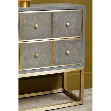 Deskey Grey Shagreen Effect 4 Drawer Console Table