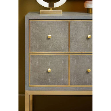 Deskey Grey Shagreen Effect 4 Drawer Console Table