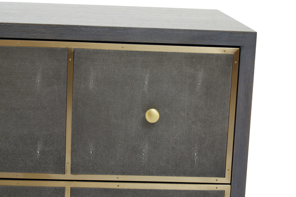 Deskey Grey Shagreen Effect 4 Drawer Console Table