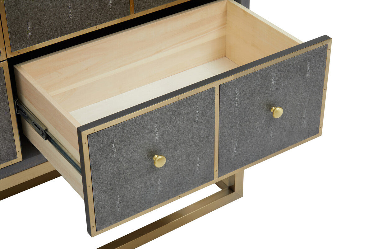Deskey Grey Shagreen Effect 4 Drawer Console Table