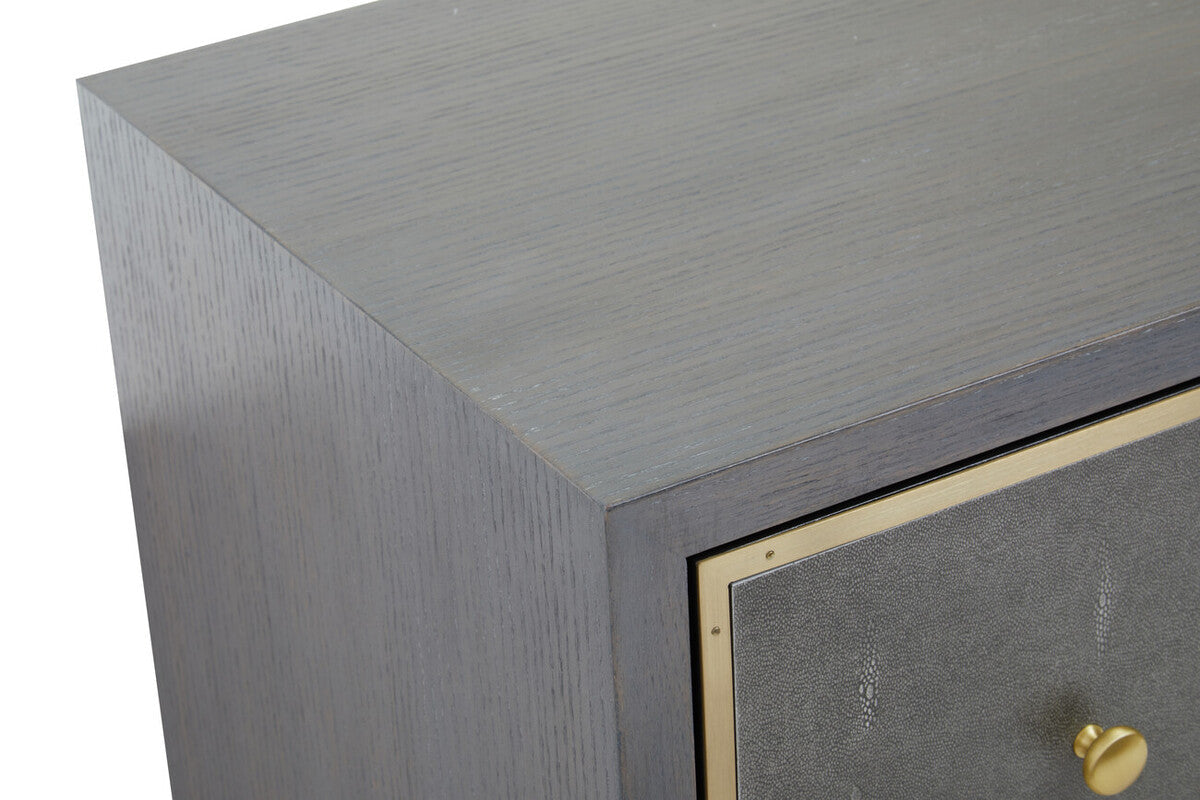 Deskey Grey Shagreen Effect 4 Drawer Console Table