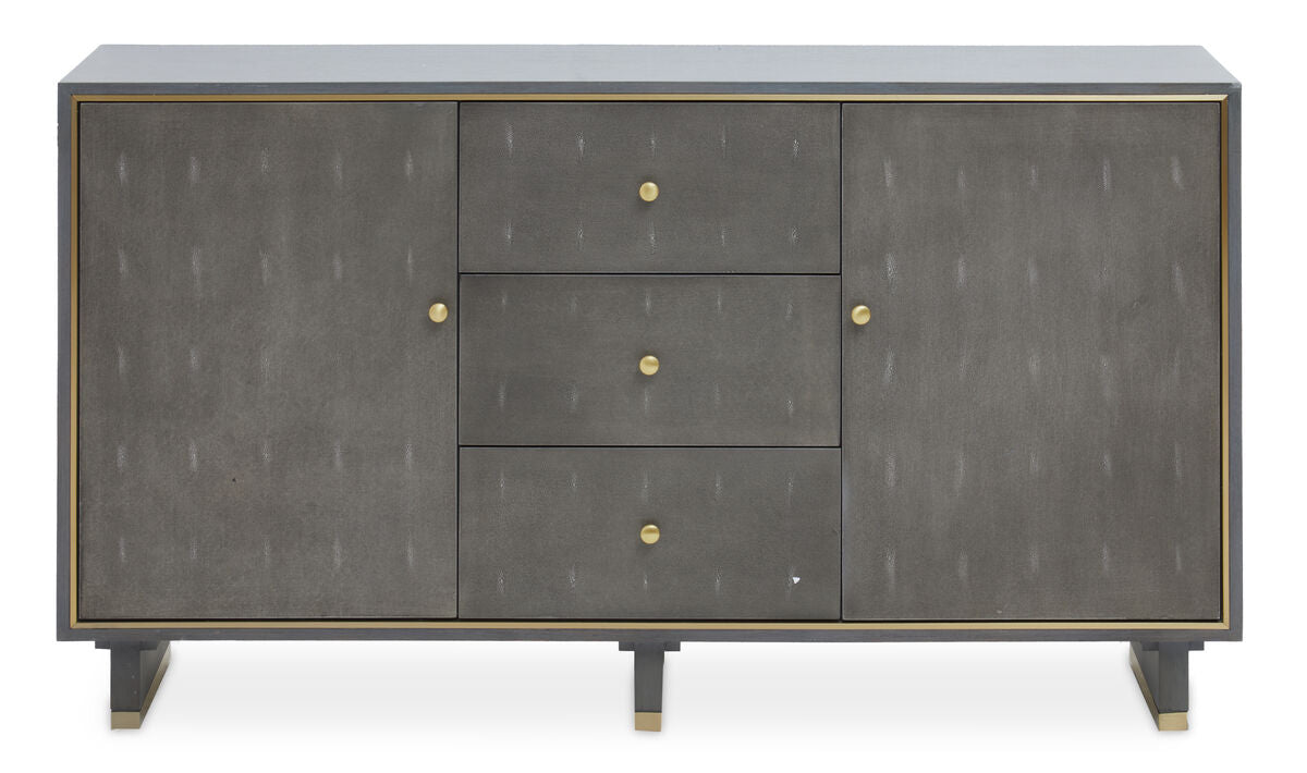Deskey Grey Shagreen Effect 2 Door and 3 Drawer Sideboard