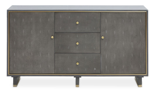 Grey Shagreen Effect 2 Door and 3 Drawer Sideboard