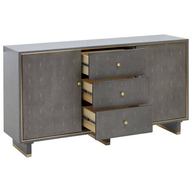 Deskey Grey Shagreen Effect 2 Door and 3 Drawer Sideboard
