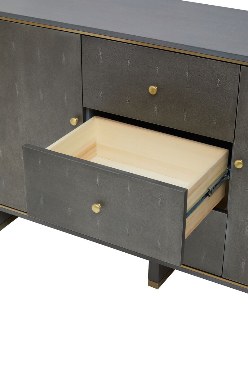 Deskey Grey Shagreen Effect 2 Door and 3 Drawer Sideboard