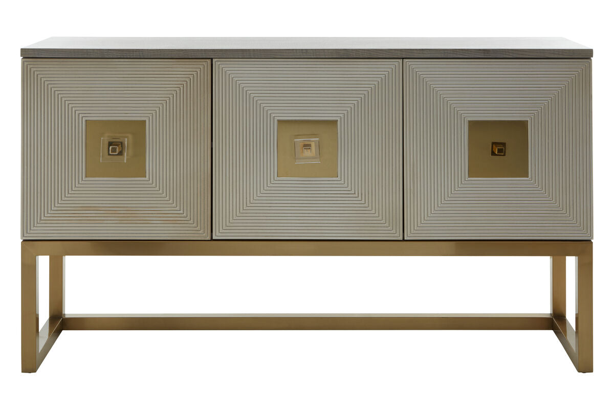 Duvali Grey and Champagne Finish 3 Door Sideboard